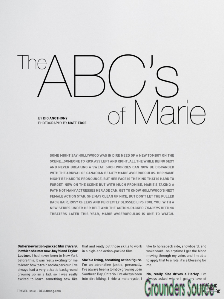 Bello Magazine Photoshoots Marie Avgeropolous May 2014

